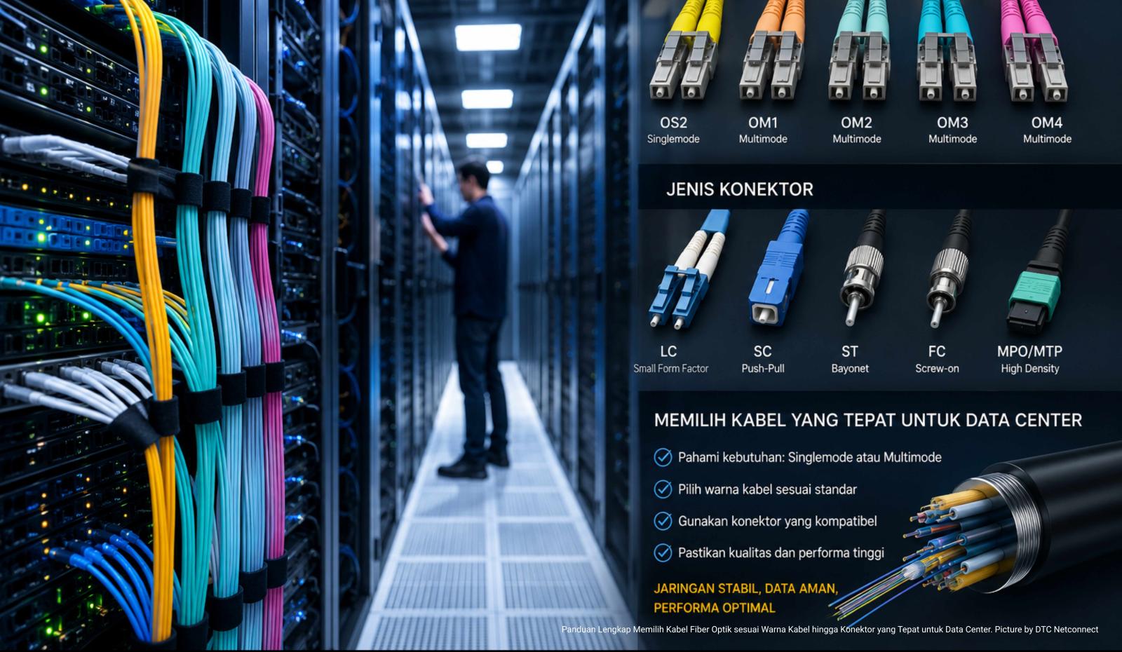 Panduan Lengkap Memilih Kabel Fiber Optik sesuai Warna Kabel hingga Konektor yang Tepat untuk Data Center